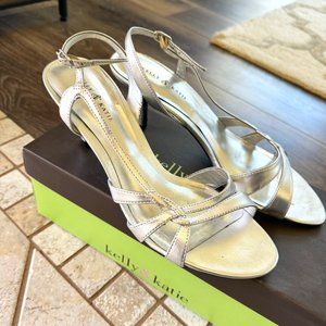 Kelly & Katie Grace Silver Strappy Heels - Size 8.5